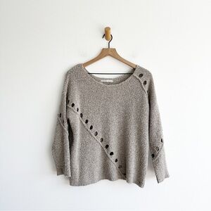 One Grey Day Cutout Pullover Sweater Merino Wool Alpaca Taupe Gray Size Small S